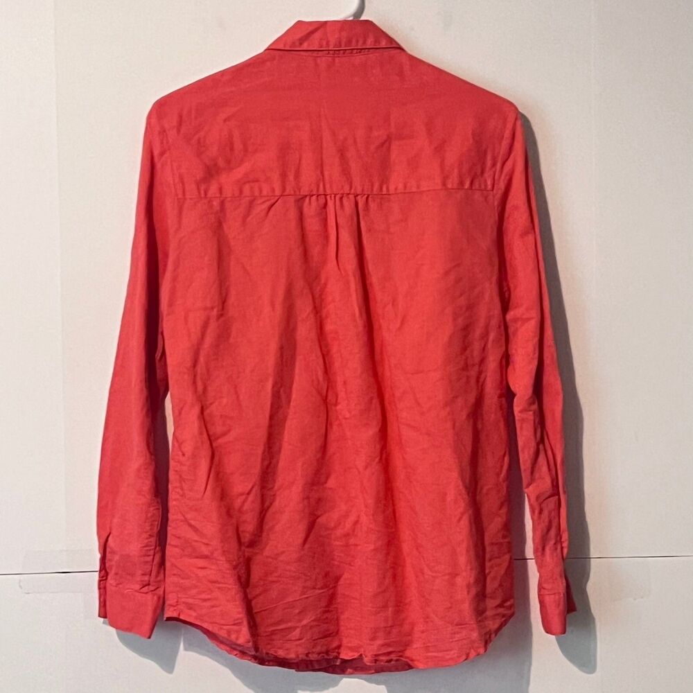 Max Studio Womens Shirt Size S Pink Linen Blend Long Sleeve Button Up Roll Tab - Picture 5 of 6